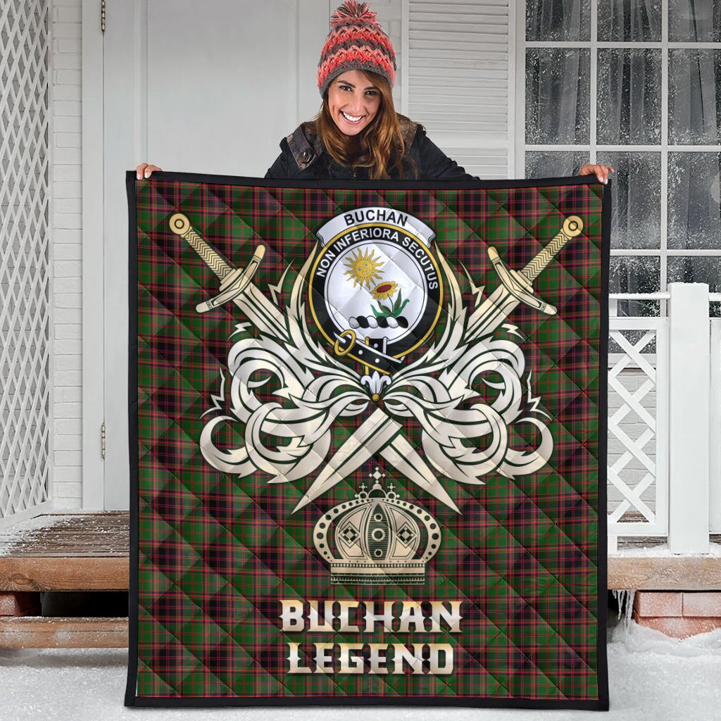 Buchan Modern Tartan Crest Legend Gold Royal Premium Quilt