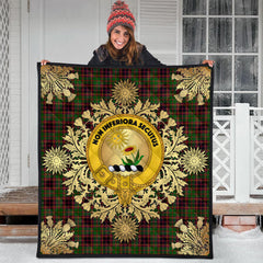 Buchan Modern Tartan Crest Premium Quilt - Gold Thistle Style