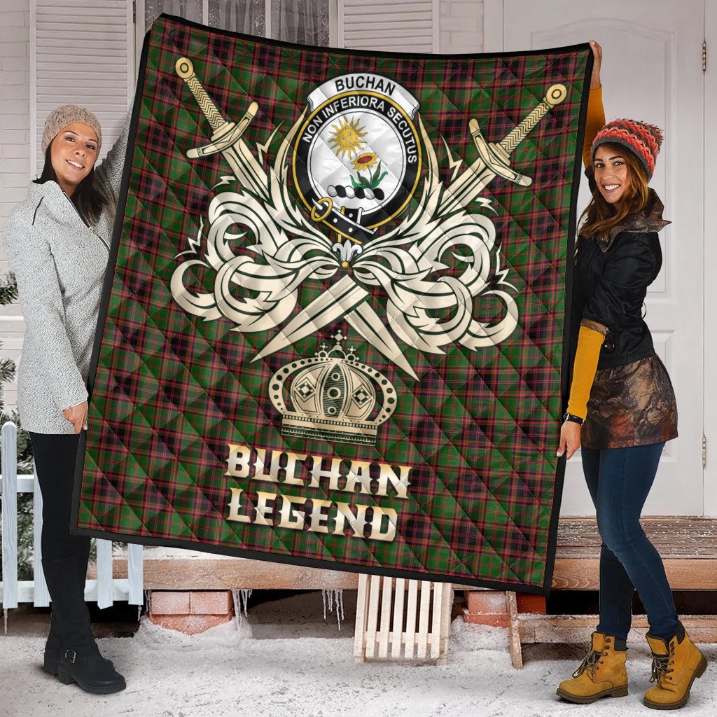 Buchan Modern Tartan Crest Legend Gold Royal Premium Quilt