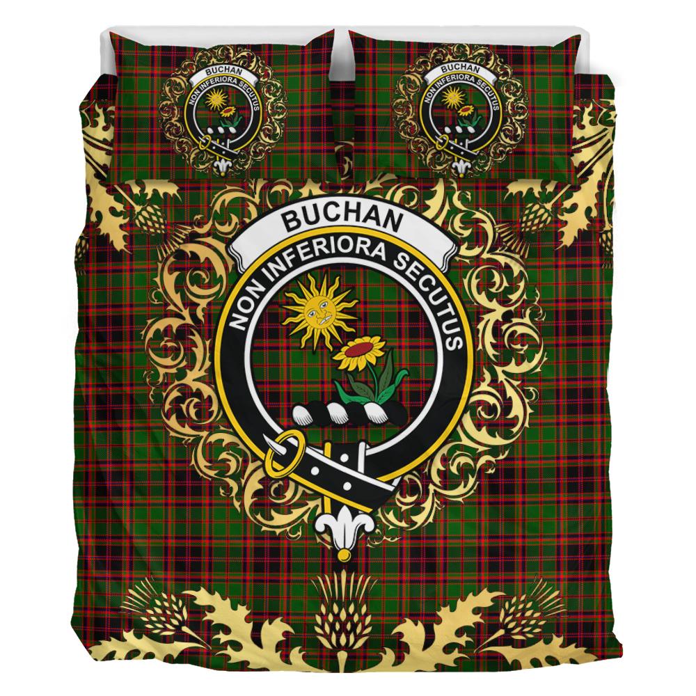 Buchan Modern Tartan Crest Bedding Set - Golden Thistle Style
