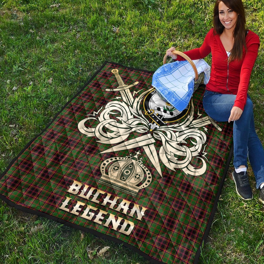 Buchan Modern Tartan Crest Legend Gold Royal Premium Quilt