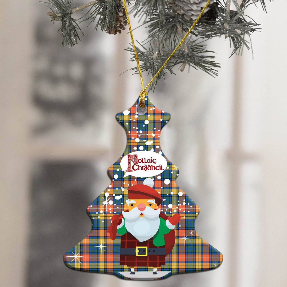 Buchanan Ancient Tartan Christmas Ceramic Ornament - Santa Style