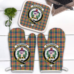 Buchanan Ancient Tartan Crest Oven Mitt And Pot Holder (2 Oven Mitts + 1 Pot Holder)