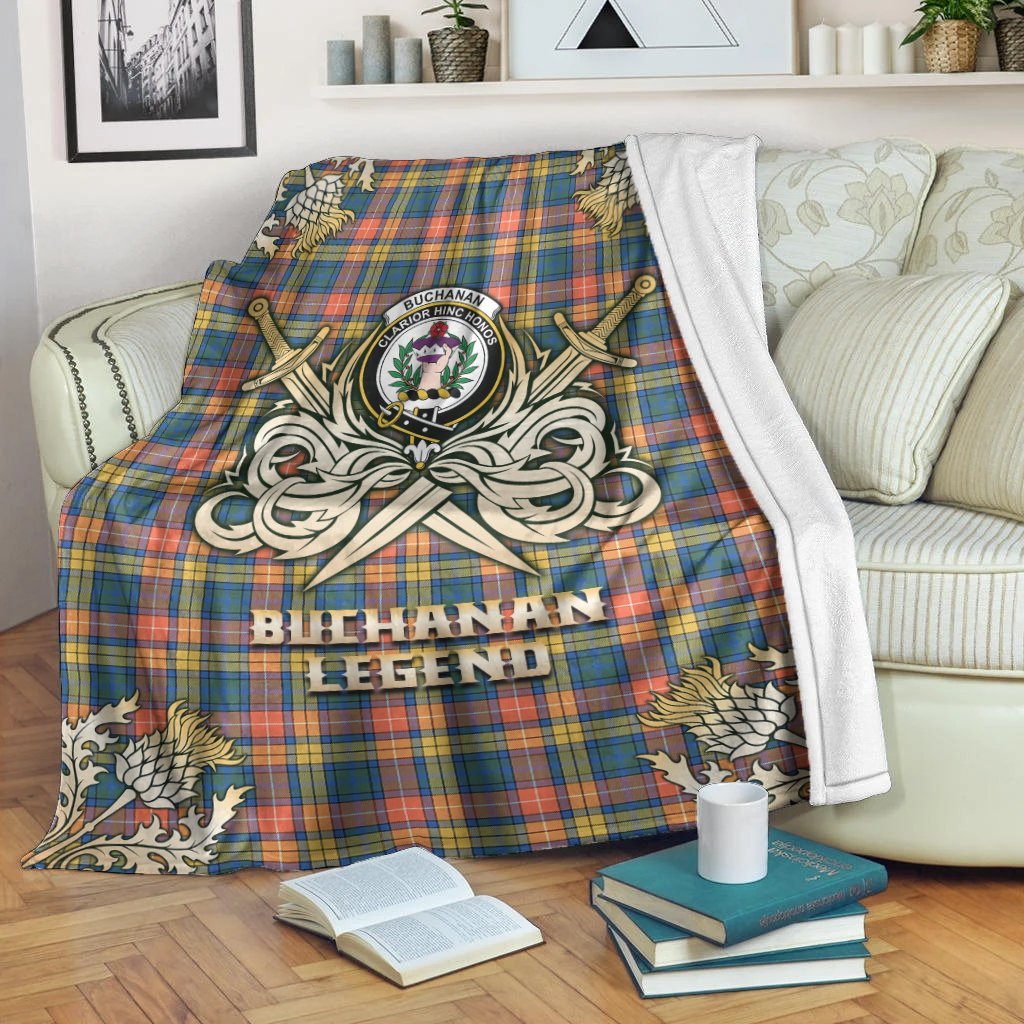 Buchanan Ancient Tartan Gold Courage Symbol Blanket