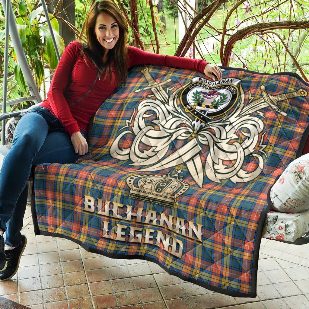 Buchanan Ancient Tartan Crest Legend Gold Royal Premium Quilt