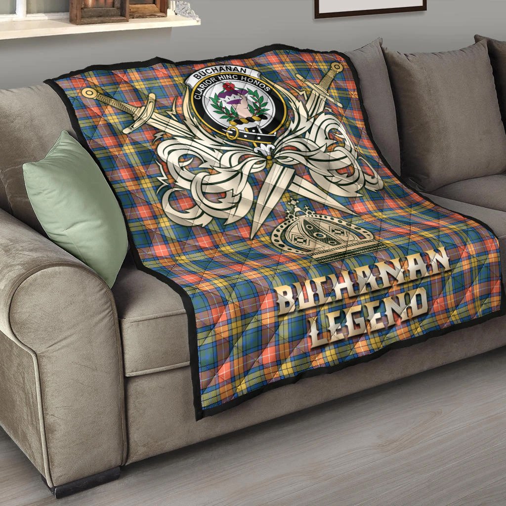 Buchanan Ancient Tartan Crest Legend Gold Royal Premium Quilt