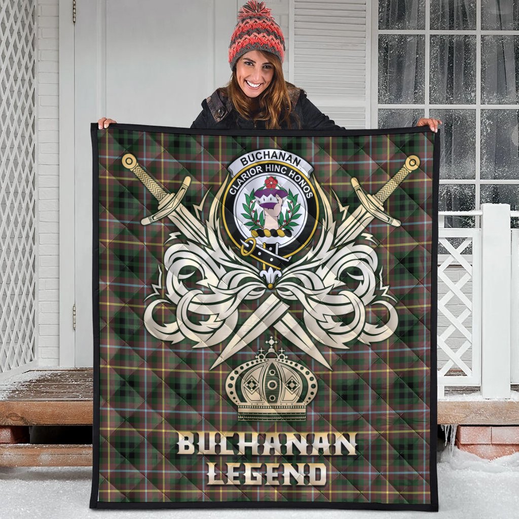Buchanan Hunting Tartan Crest Legend Gold Royal Premium Quilt
