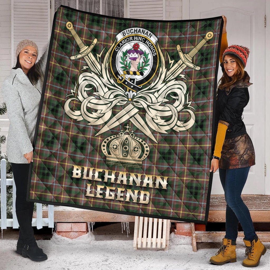 Buchanan Hunting Tartan Crest Legend Gold Royal Premium Quilt