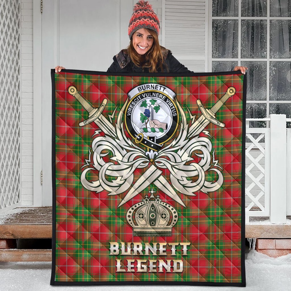 Burnett Ancient Tartan Crest Legend Gold Royal Premium Quilt