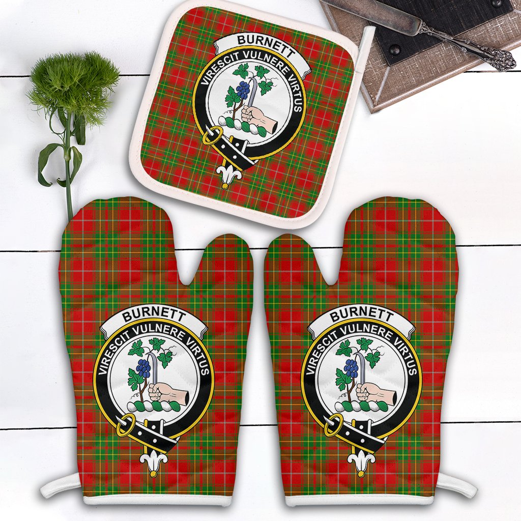 Burnett Ancient Tartan Crest Oven Mitt And Pot Holder (2 Oven Mitts + 1 Pot Holder)