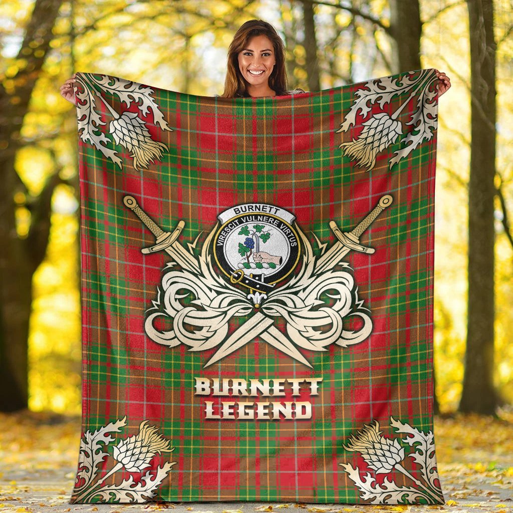 Burnett Ancient Tartan Gold Courage Symbol Blanket