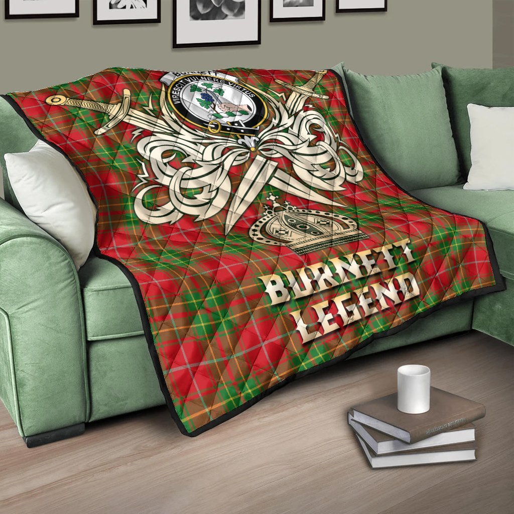 Burnett Ancient Tartan Crest Legend Gold Royal Premium Quilt