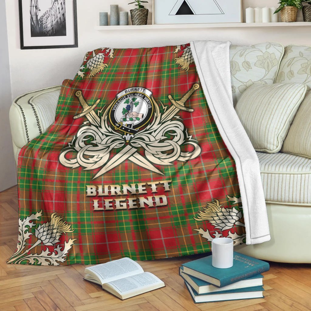 Burnett Ancient Tartan Gold Courage Symbol Blanket