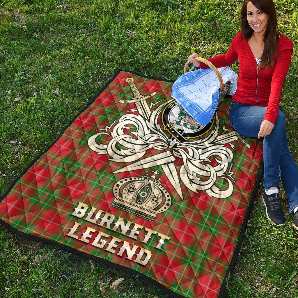 Burnett Ancient Tartan Crest Legend Gold Royal Premium Quilt