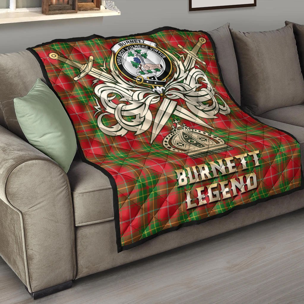 Burnett Ancient Tartan Crest Legend Gold Royal Premium Quilt