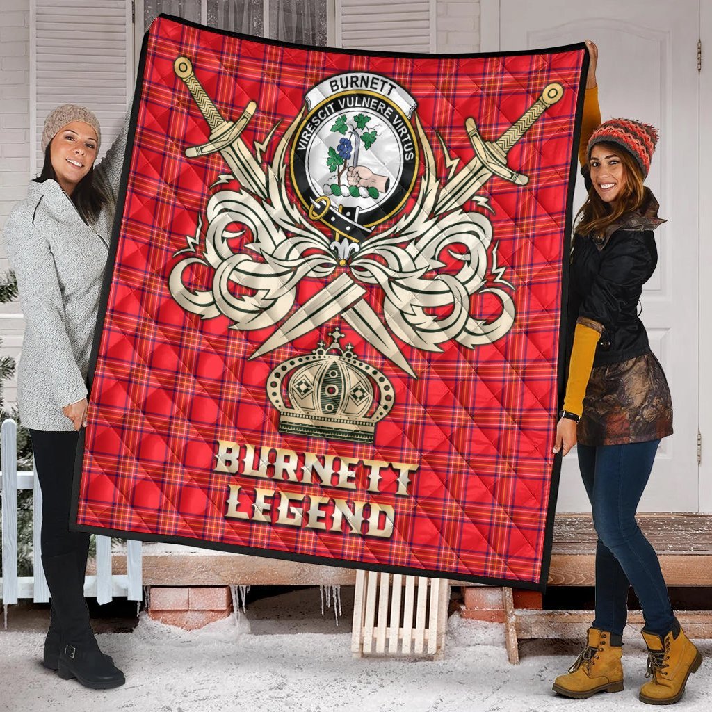 Burnett Modern Tartan Crest Legend Gold Royal Premium Quilt