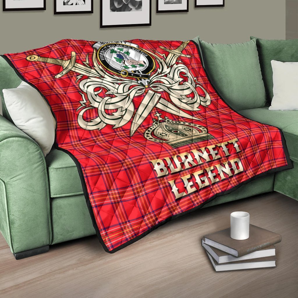 Burnett Modern Tartan Crest Legend Gold Royal Premium Quilt