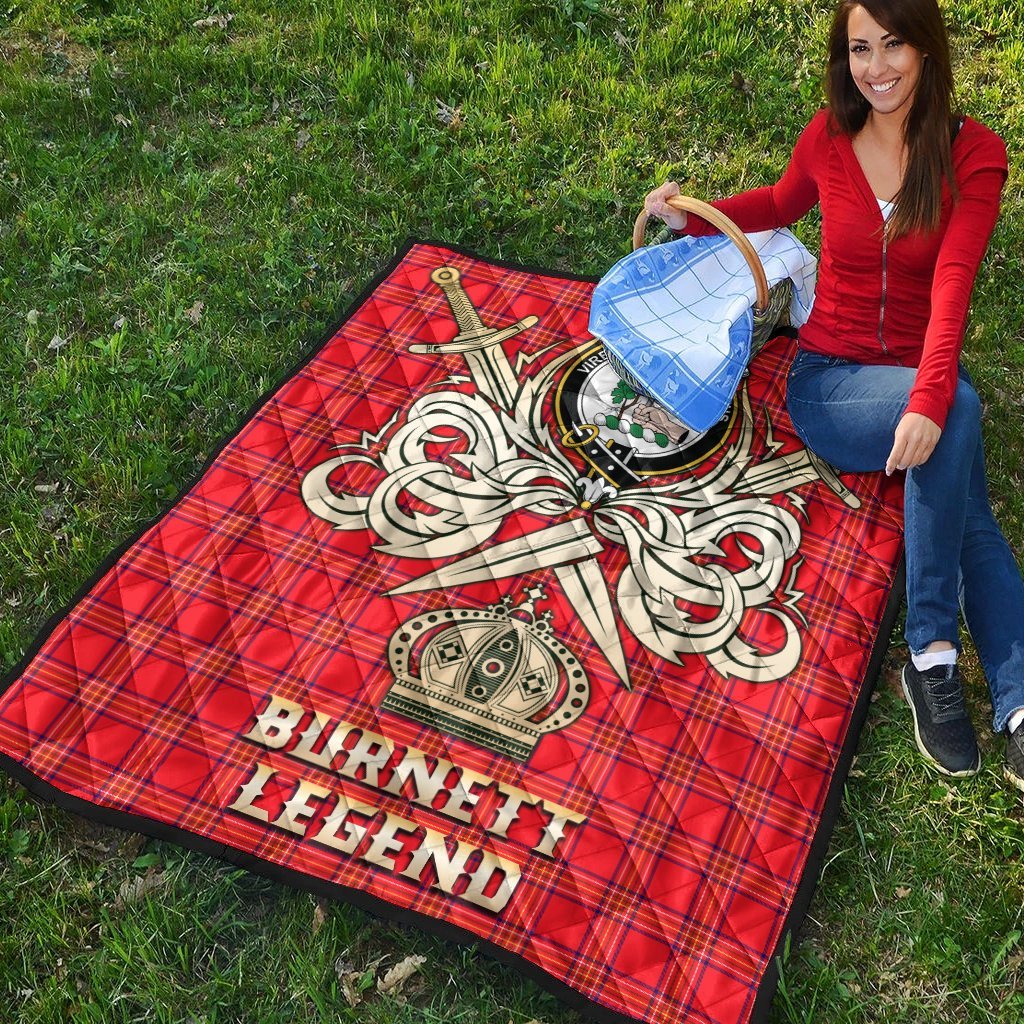 Burnett Modern Tartan Crest Legend Gold Royal Premium Quilt