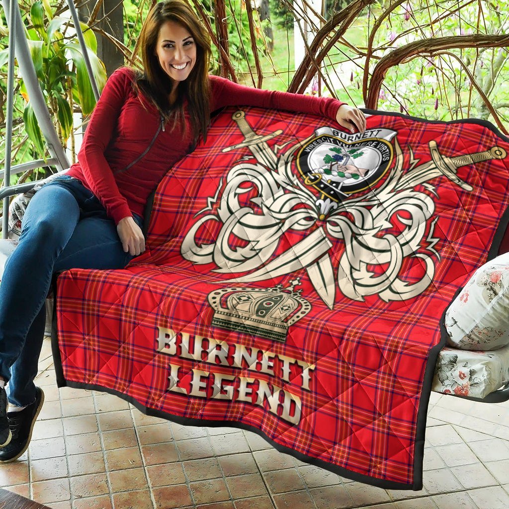 Burnett Modern Tartan Crest Legend Gold Royal Premium Quilt