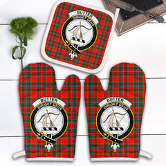 Butter Tartan Crest Oven Mitt And Pot Holder (2 Oven Mitts + 1 Pot Holder)