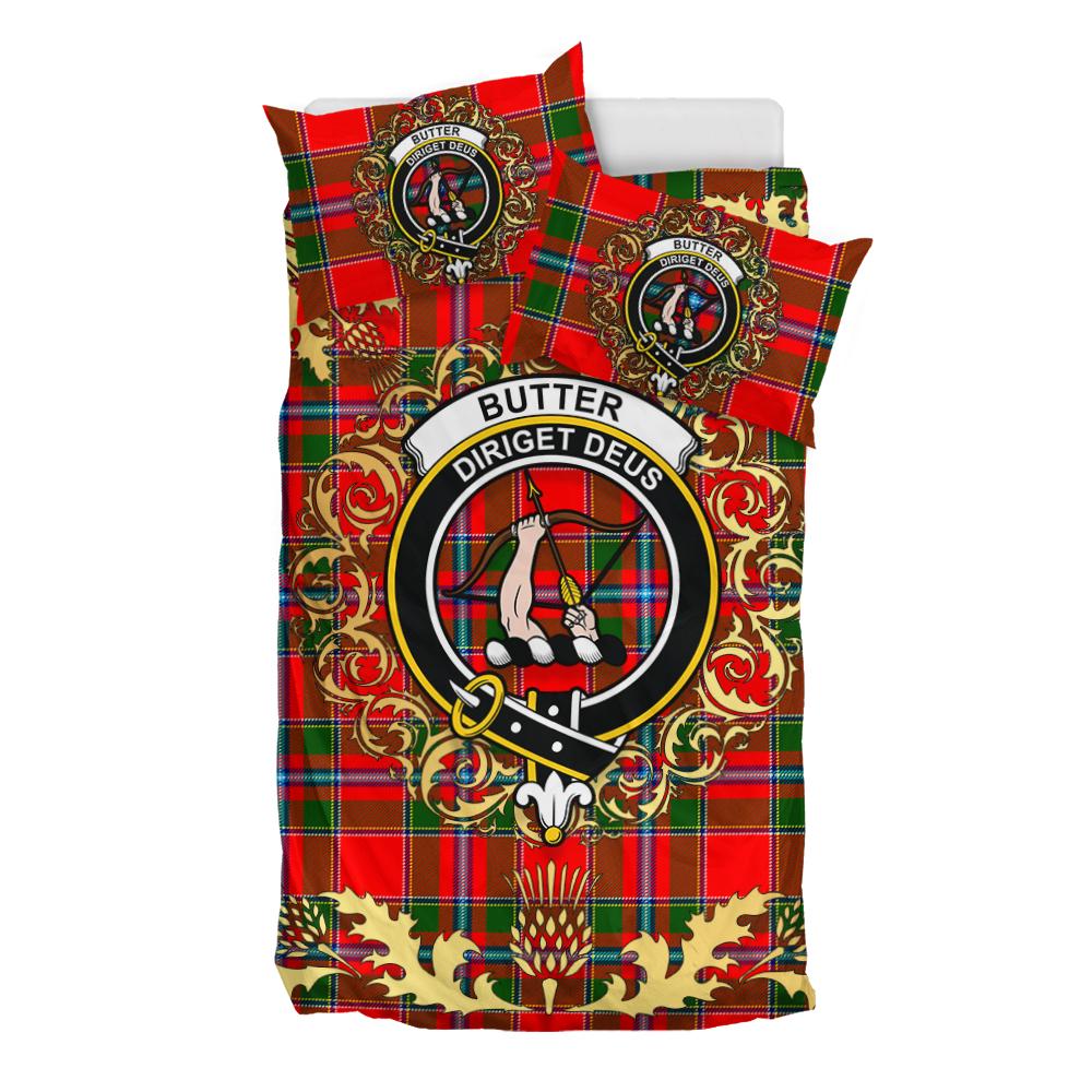 Butter Tartan Crest Bedding Set - Golden Thistle Style