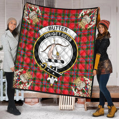 Butter Tartan Crest Premium Quilt - Gold Thistle Style