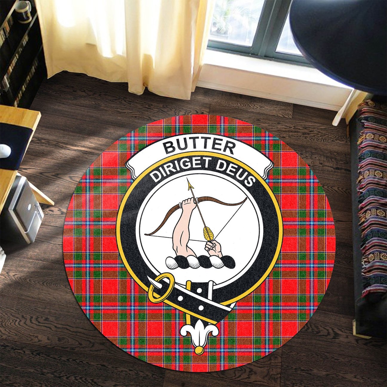 Butter Tartan Crest Round Rug