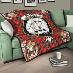 Butter Tartan Crest Premium Quilt - Gold Thistle Style