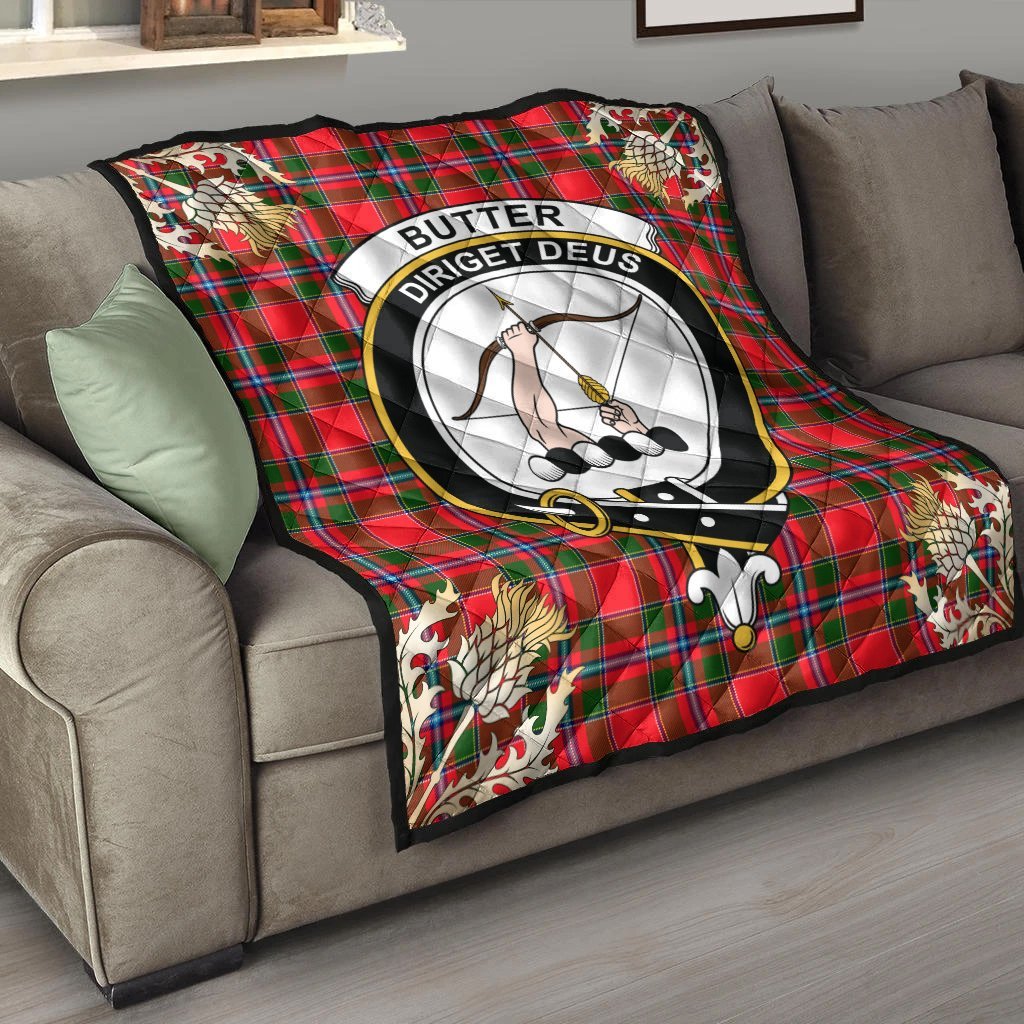 Butter Tartan Crest Premium Quilt - Gold Thistle Style