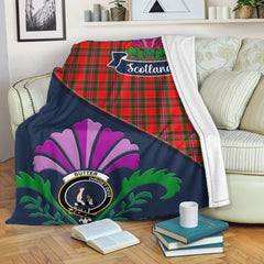 Butter Tartan Crest Premium Blanket - Thistle Style