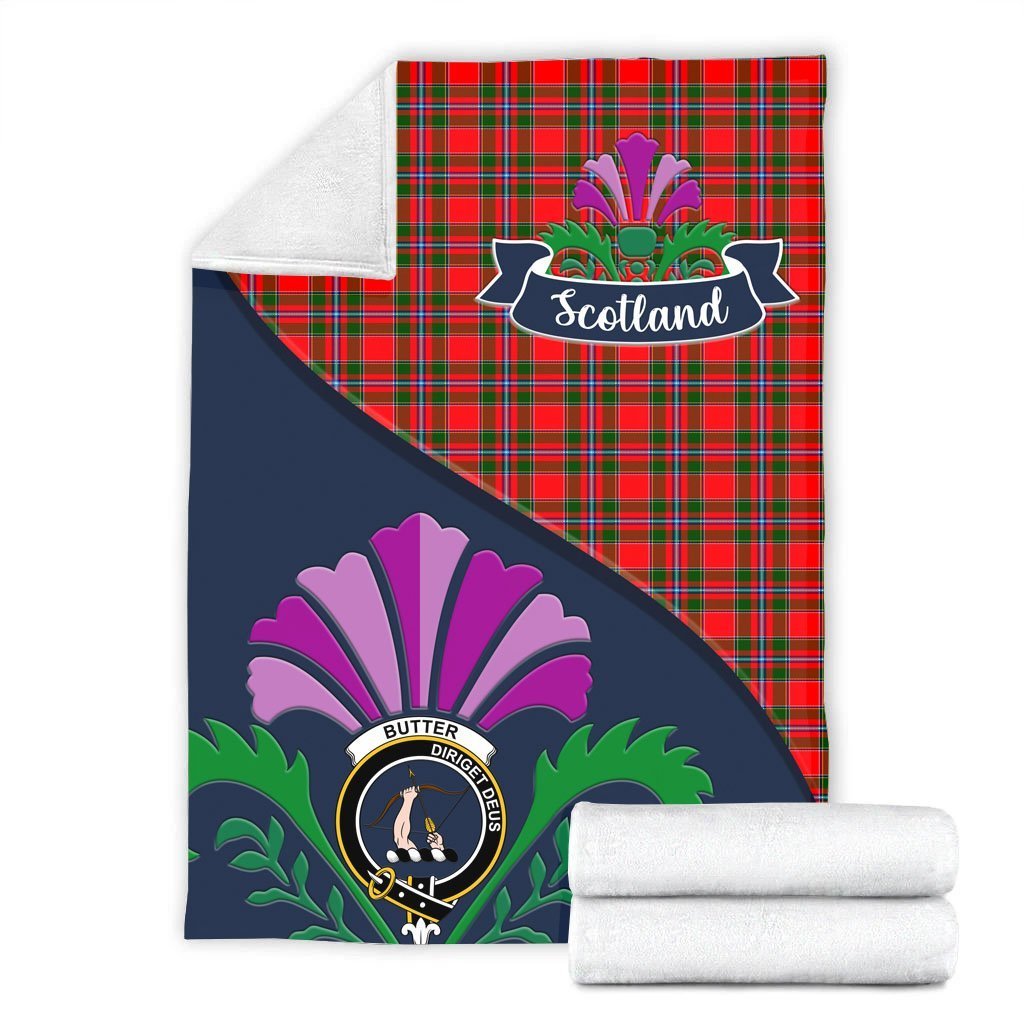 Butter Tartan Crest Premium Blanket - Thistle Style