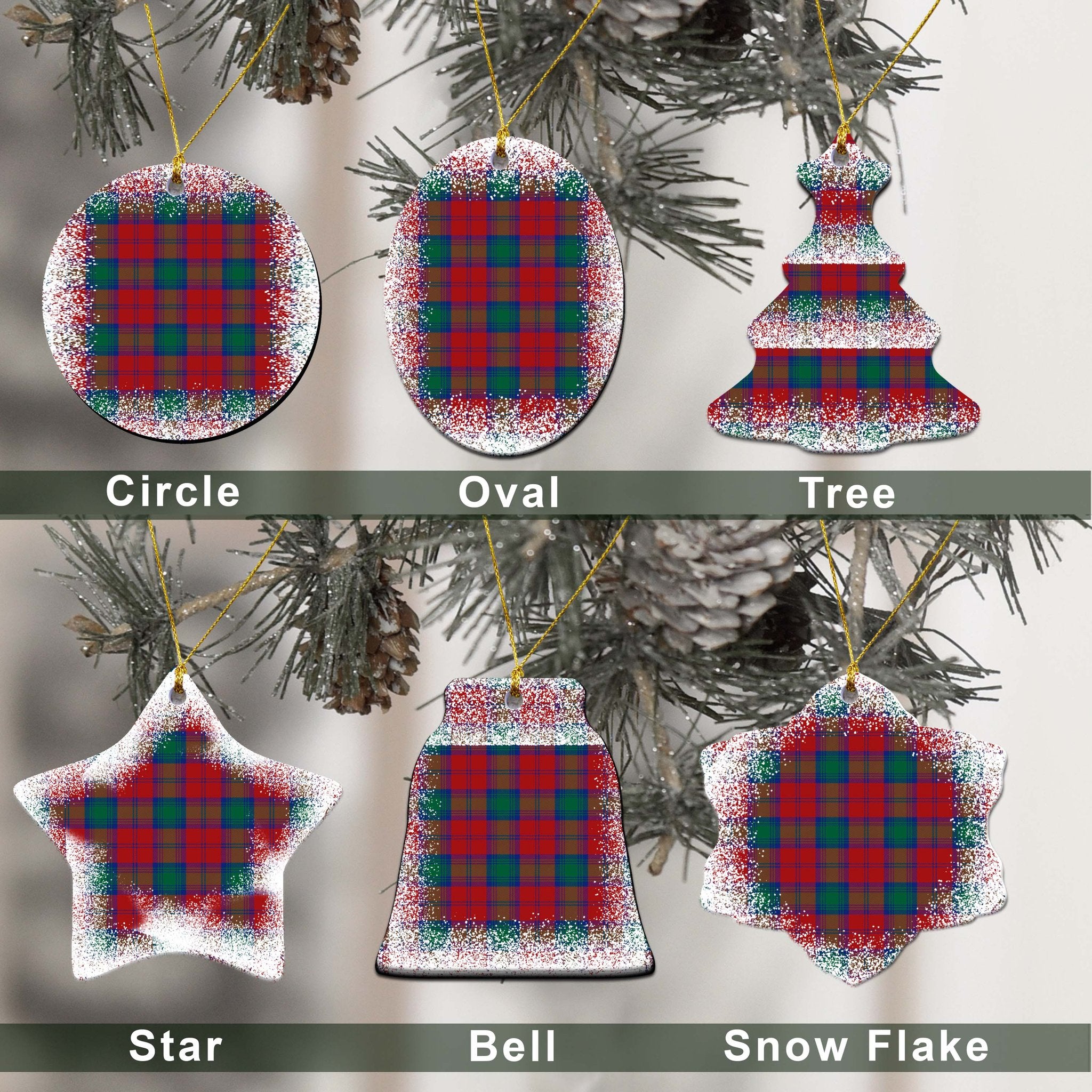 Byres Tartan Christmas Ceramic Ornament - Snow Style