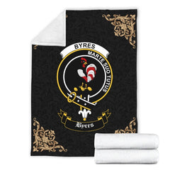 Byres Crest Tartan Premium Blanket Black