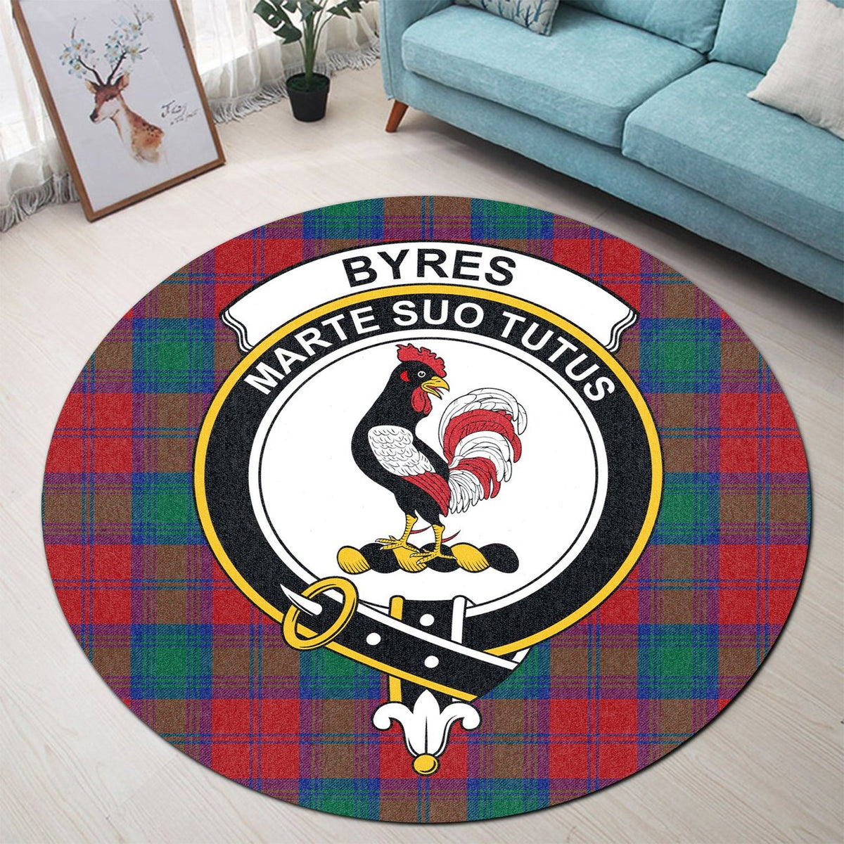 Byres Tartan Crest Round Rug