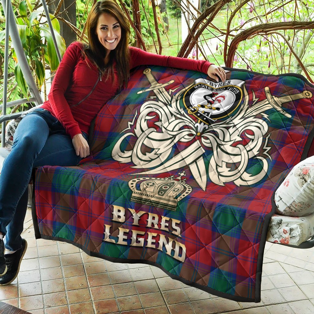 Byres Tartan Crest Legend Gold Royal Premium Quilt