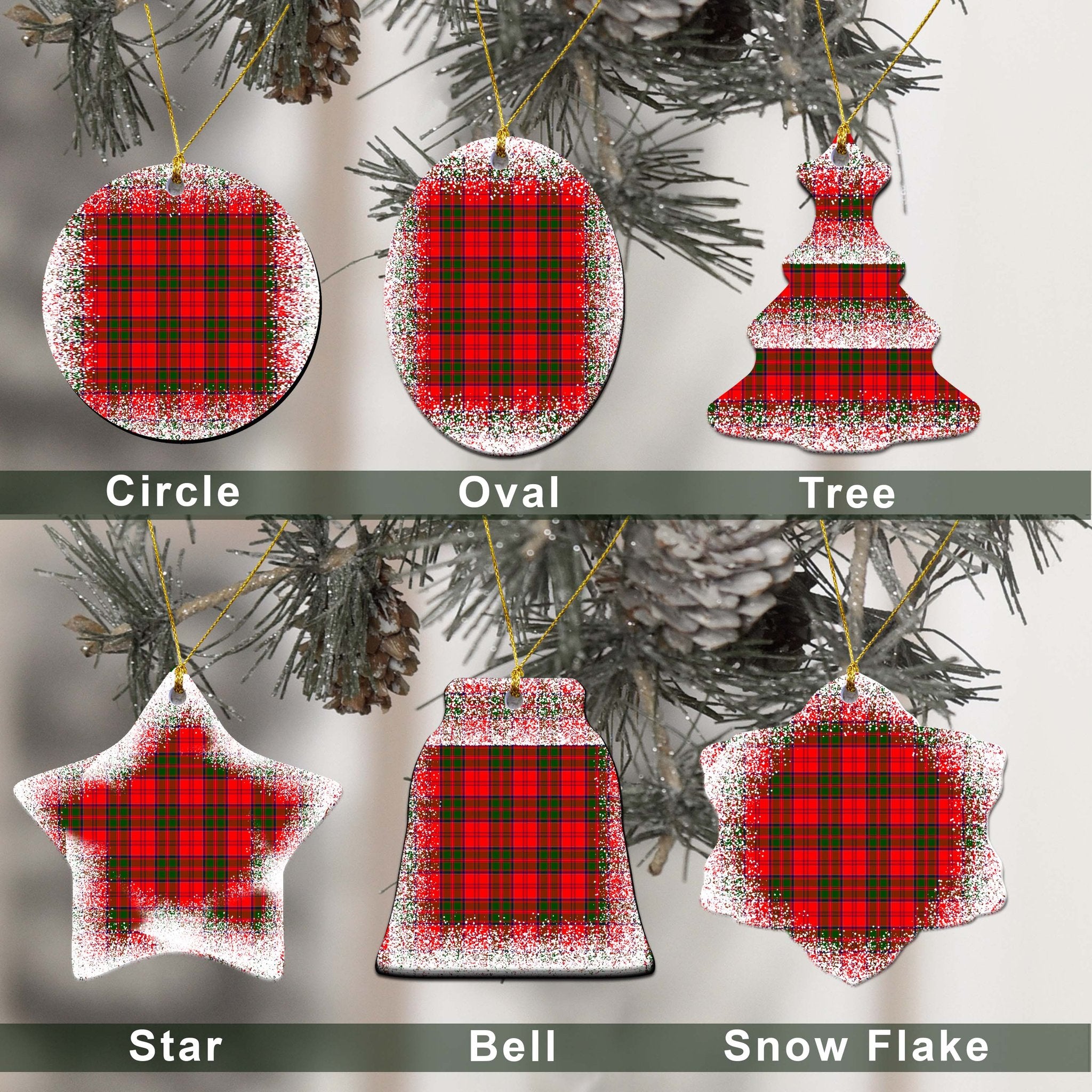 Cairns Tartan Christmas Ceramic Ornament - Snow Style