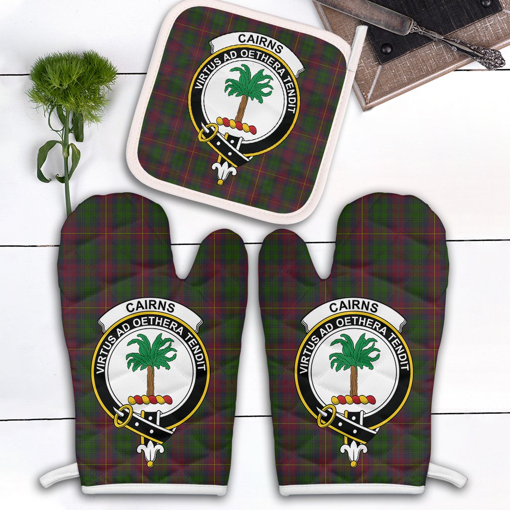 Cairns Tartan Crest Oven Mitt And Pot Holder (2 Oven Mitts + 1 Pot Holder)