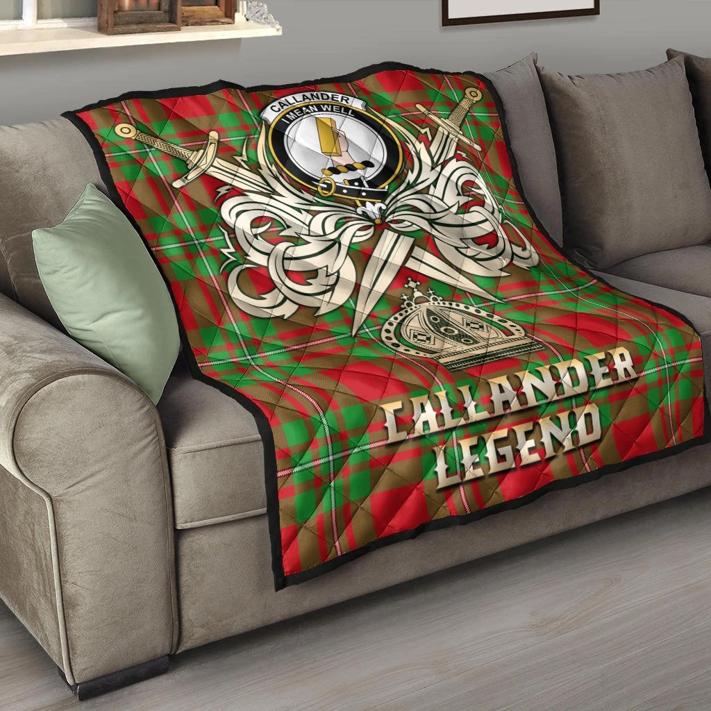 Callander Modern Tartan Crest Legend Gold Royal Premium Quilt