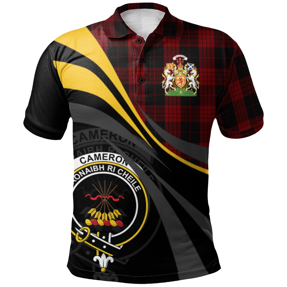 Cameron Black and Red Tartan Polo Shirt - Royal Coat Of Arms Style