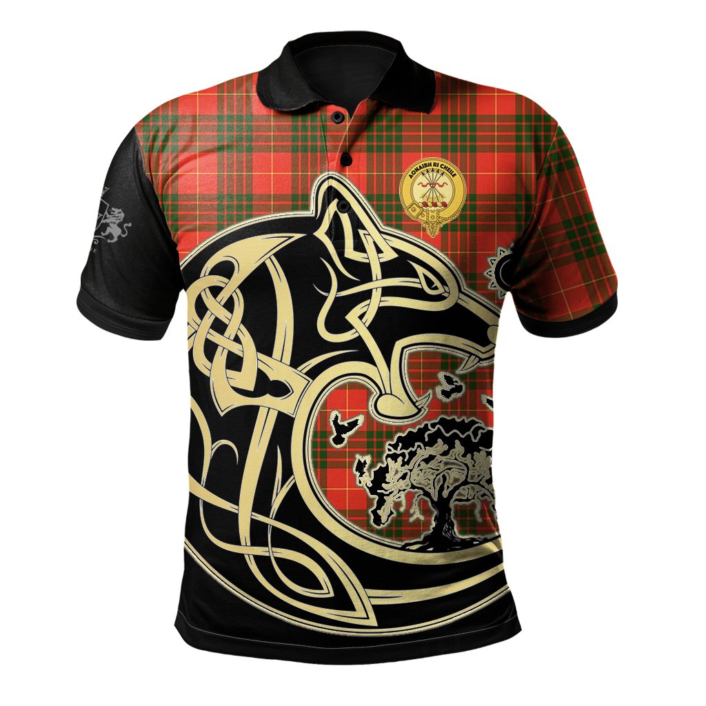 Cameron Modern Tartan Polo Shirt Viking Wolf