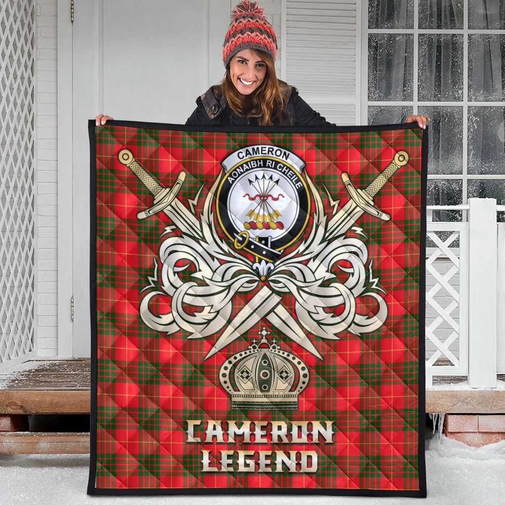 Cameron Modern Tartan Crest Legend Gold Royal Premium Quilt