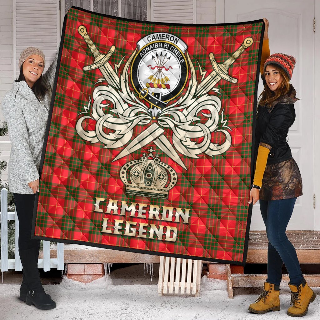 Cameron Modern Tartan Crest Legend Gold Royal Premium Quilt