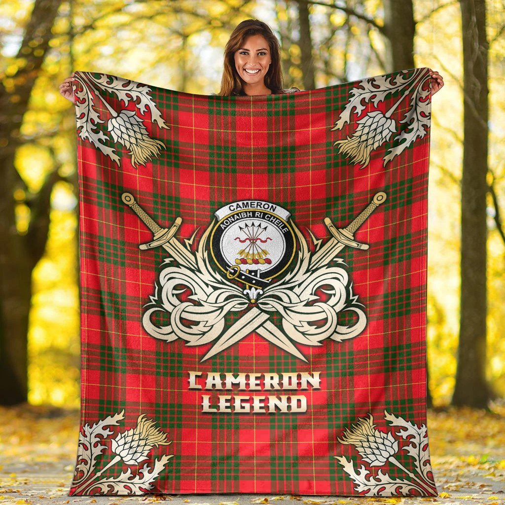 Cameron Modern Tartan Gold Courage Symbol Blanket