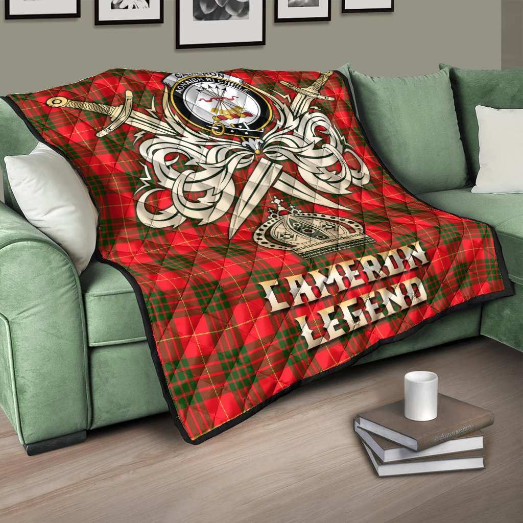 Cameron Modern Tartan Crest Legend Gold Royal Premium Quilt