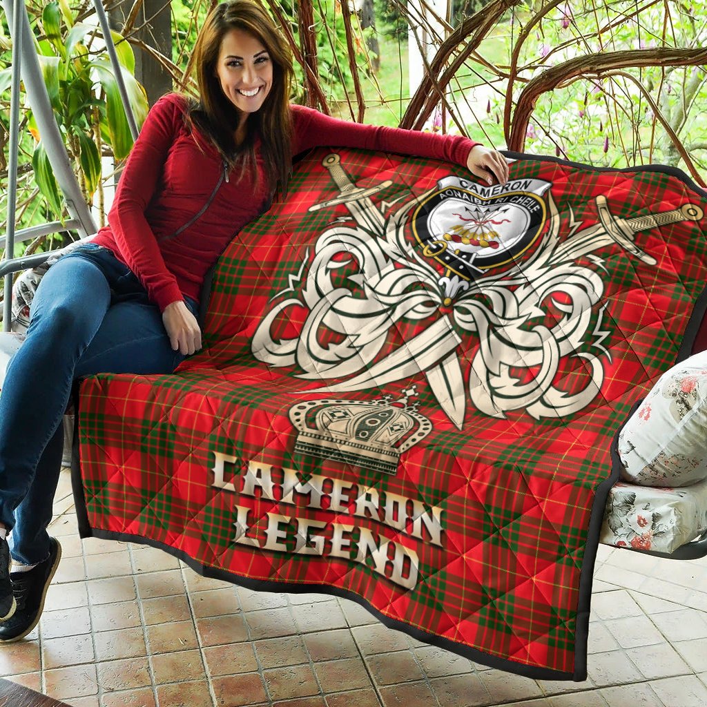 Cameron Modern Tartan Crest Legend Gold Royal Premium Quilt