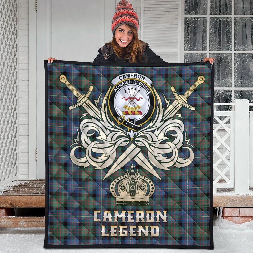 Cameron of Erracht Ancient Tartan Crest Legend Gold Royal Premium Quilt