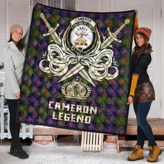 Cameron of Erracht Modern Tartan Crest Legend Gold Royal Premium Quilt