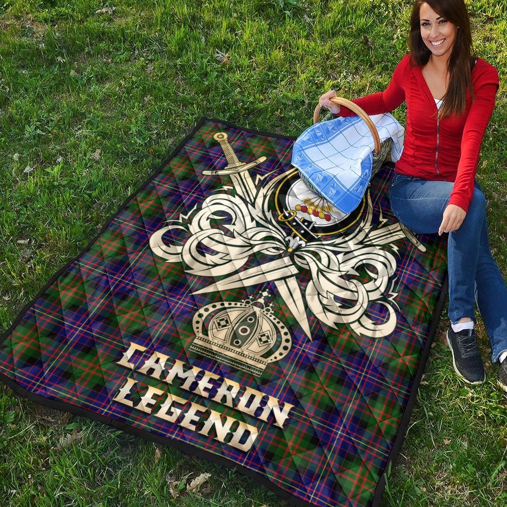 Cameron of Erracht Modern Tartan Crest Legend Gold Royal Premium Quilt