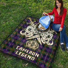 Cameron of Erracht Modern Tartan Crest Legend Gold Royal Premium Quilt