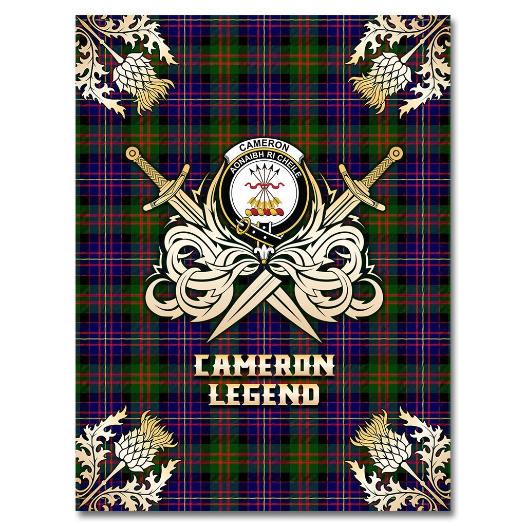 Cameron of Erracht Modern Tartan Gold Courage Symbol Blanket